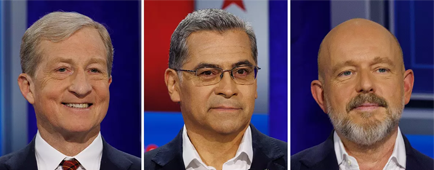 Gubernatorial candidates Tom Steyer, Xavier Becerra and Steve Hilton