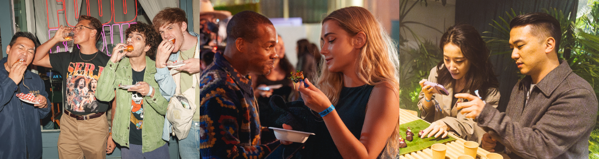  people having fun and eating