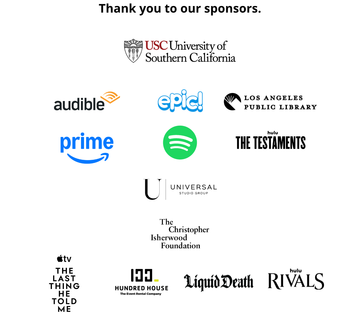 Thank you to our sponsors. [Event Sponsors logo lockup]