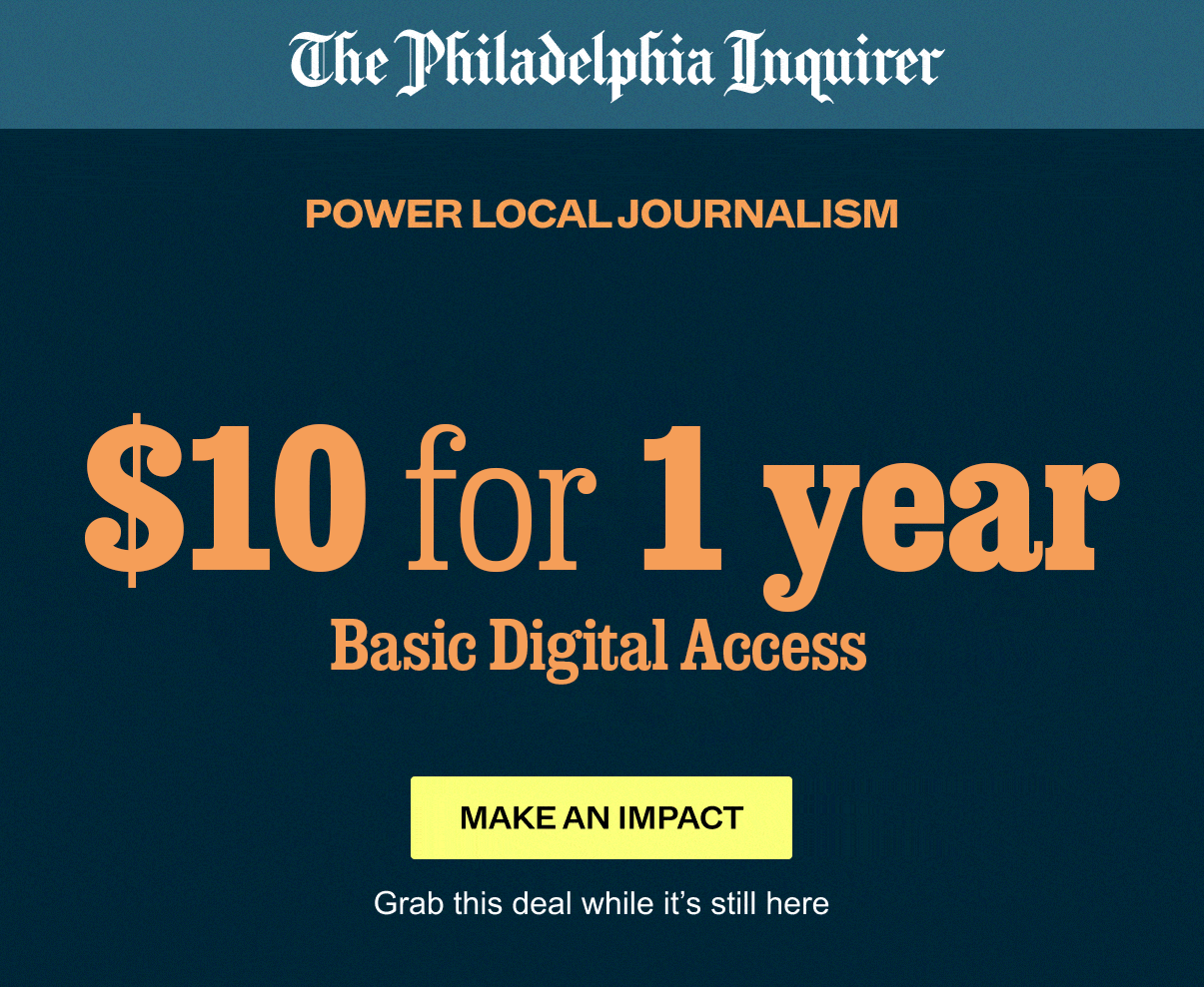 The Philadelphia Inquirer: Power Local Journalism $10 for 1 year